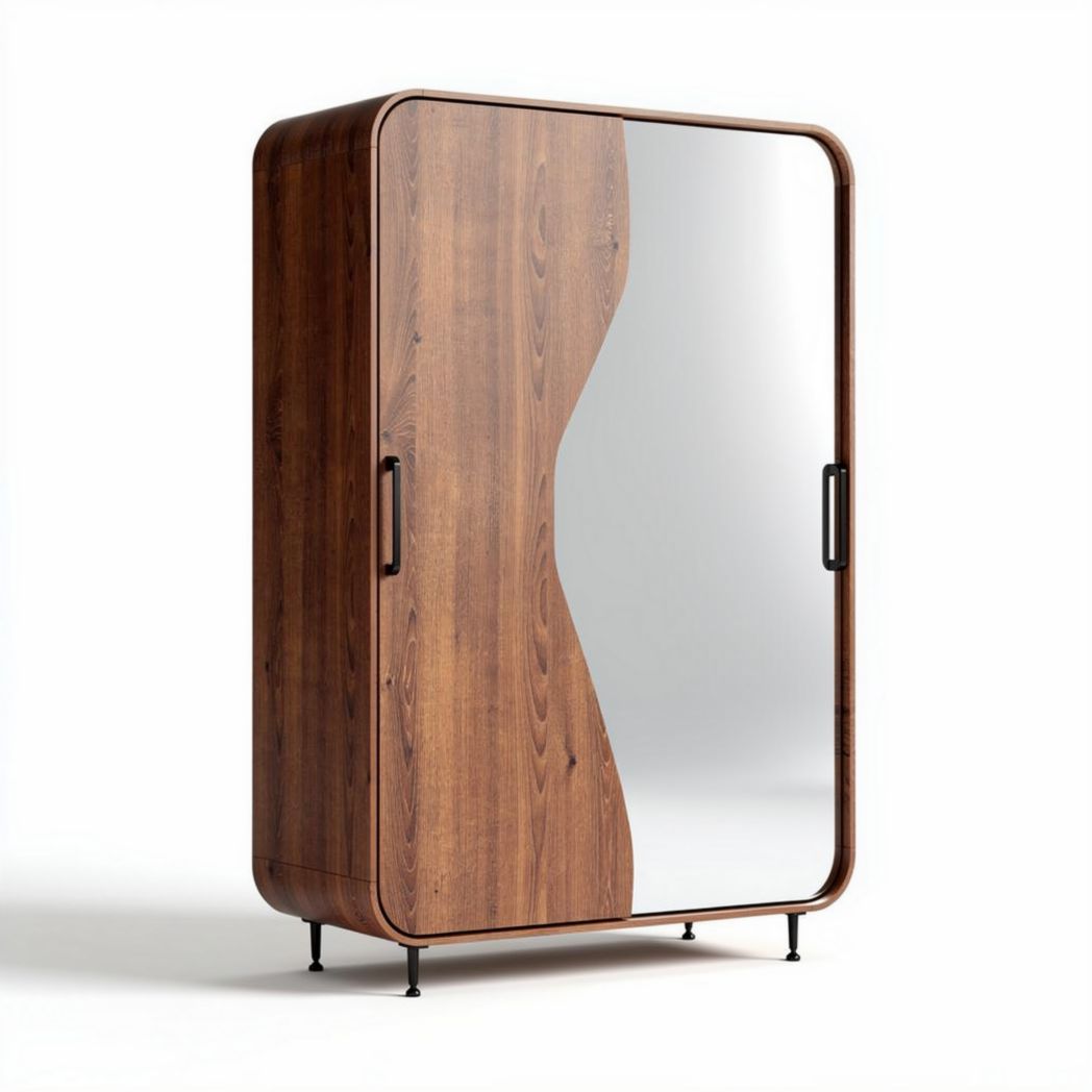 Wooden storage cabinet for living room with drawers and shelves - 80 x 40 x 180cm