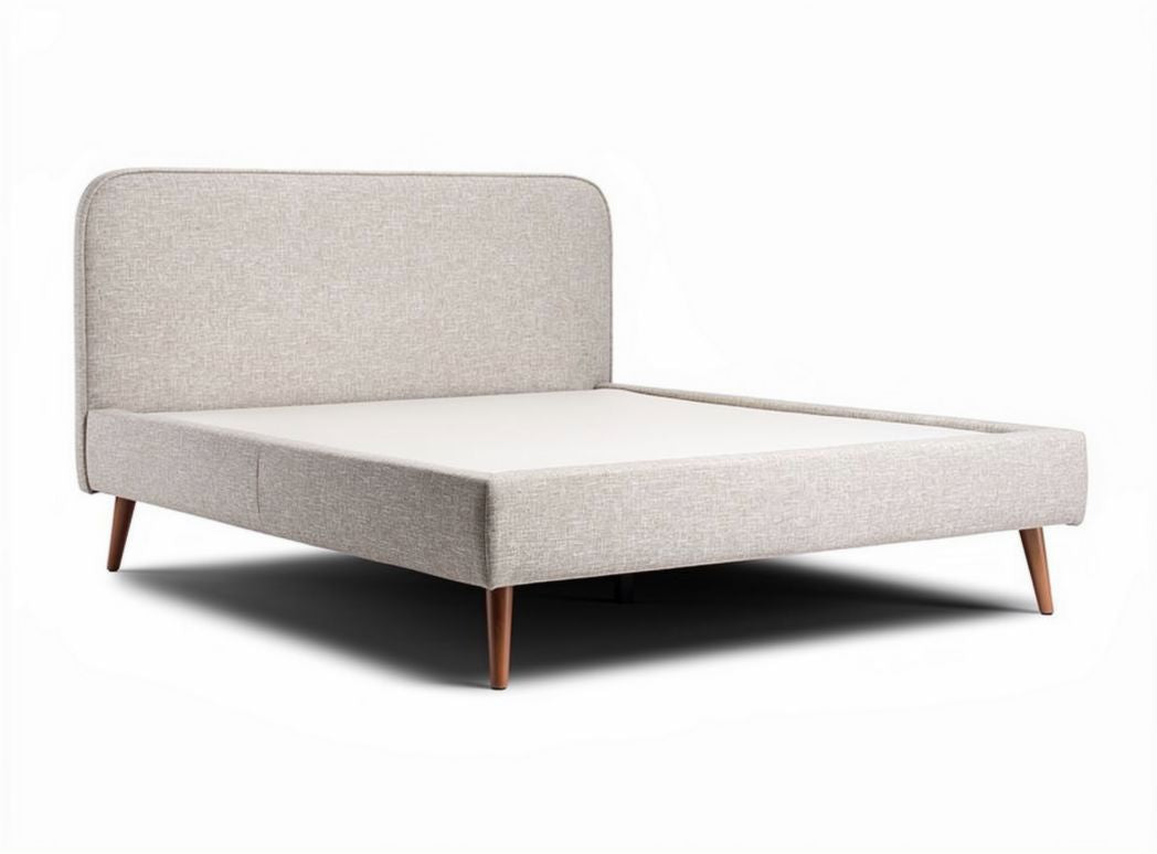 Fabric upholstered platform bed frame - 190 x 150 x 30cm