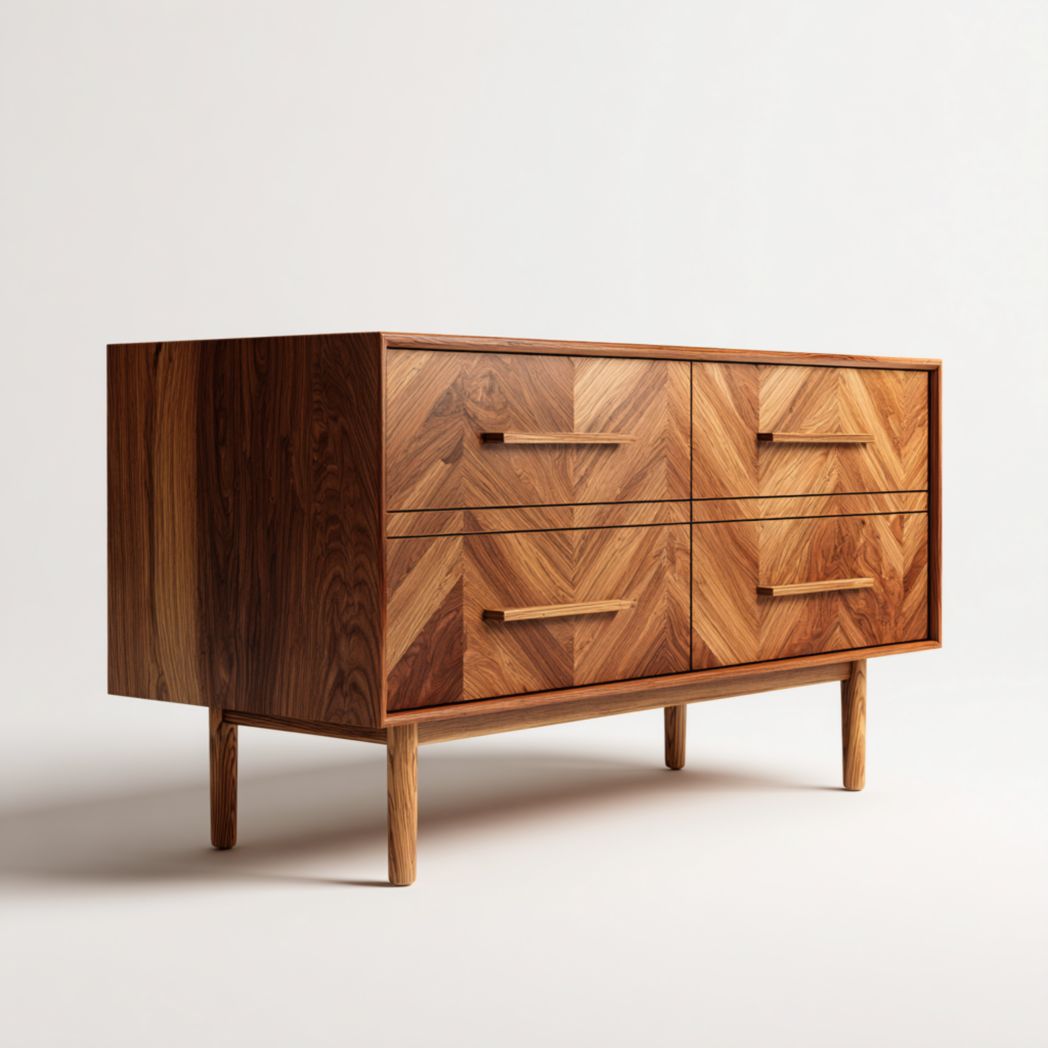 Wooden sideboard with three storage compartments - 120 x 40 x 75cm