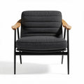Modern armchair with wood accents and fabric upholstery - 80 x 70 x 80cm