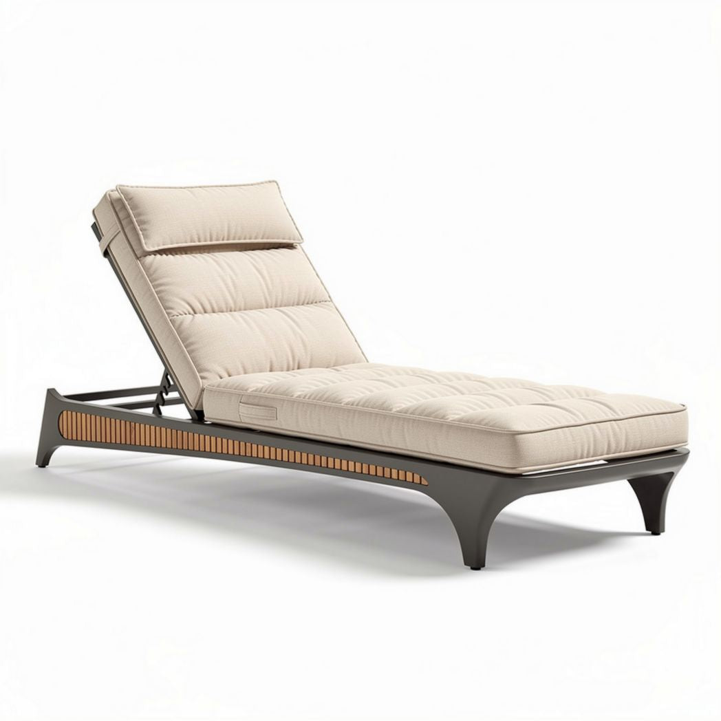 Outdoor patio lounge chair with cushion - aluminum frame, 195 x 75 x 40cm
