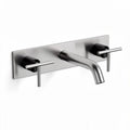 Wall-mounted faucet set with brushed stainless steel finish - 25 x 5 x 10cm