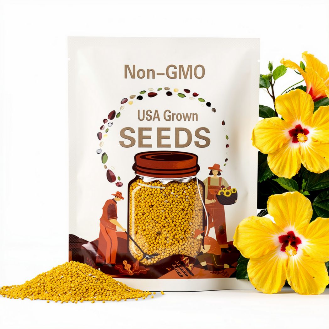 Yellow Hibiscus Seeds - Perennial - Edible, Cold Resistant, Showy Flowers, Attracts Pollinators - Plant in Spring or Early Summer
