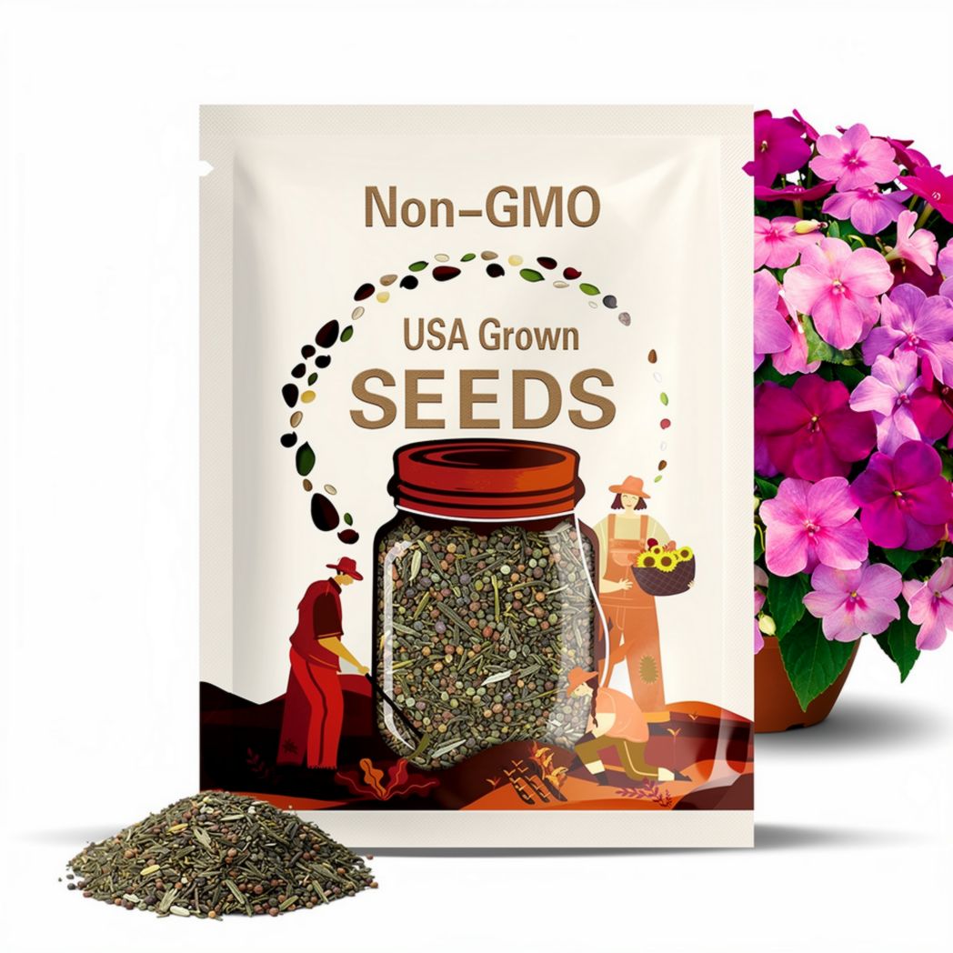 Impatiens Seeds – Pink Shade Flower Mix | Non-GMO Heirloom Annual for Shade Gardens & Containers