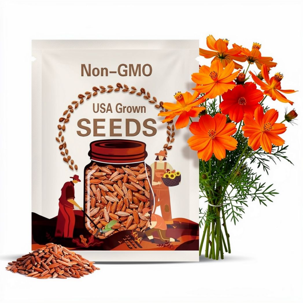 Orange Cosmos Flower Seeds - Grow Beautiful Flowers Indoors, Outdoors, In Pots, Grow Beds, Soil, Hydroponics & Aquaponics
